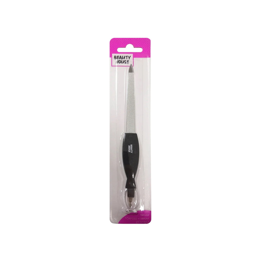 Beauty House Dual Action Nail File & Cuticle Pusher for Manicure