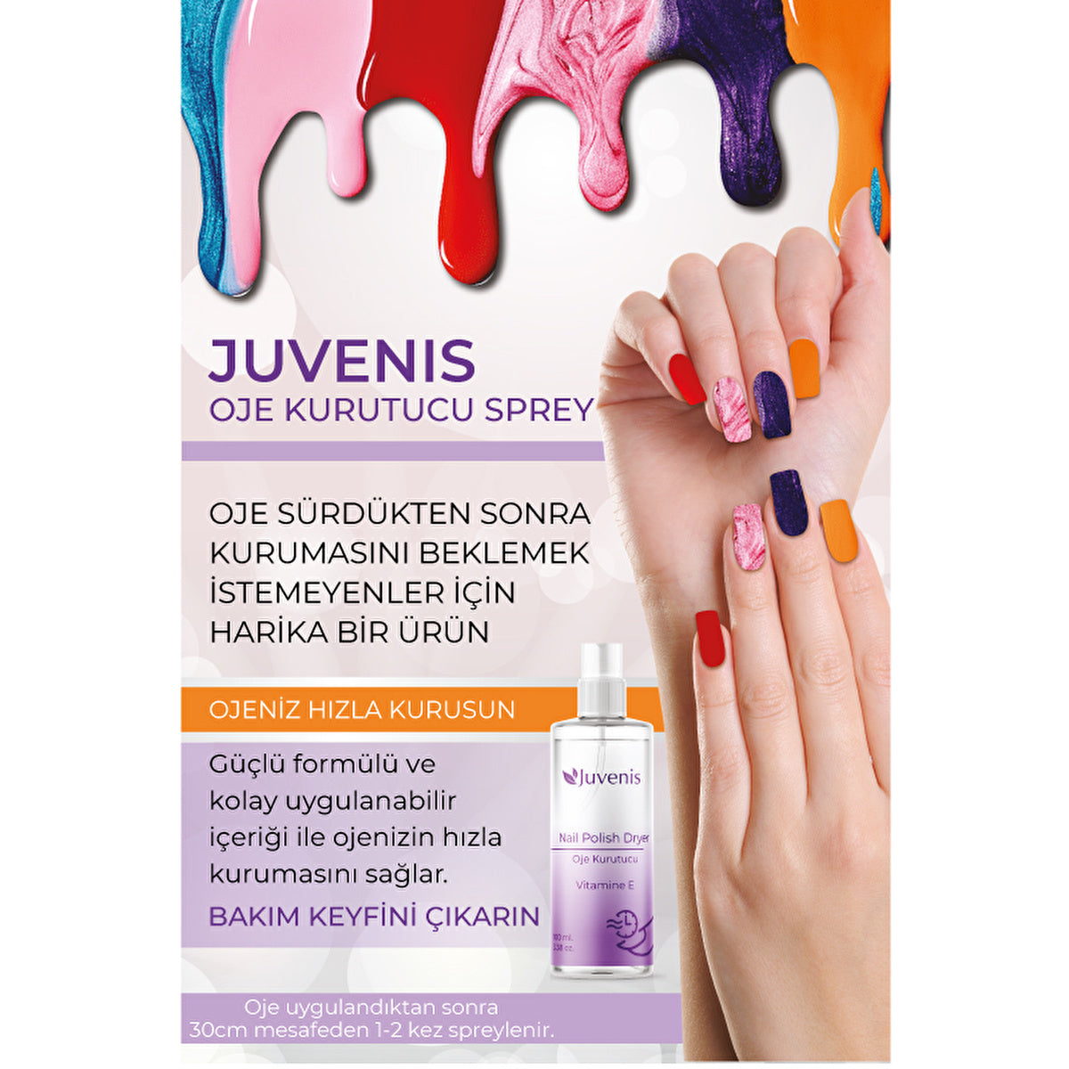 Juvenis Nail Polish Drying Spray 100ml - Fast Drying Formula | Professional Use - Image #1