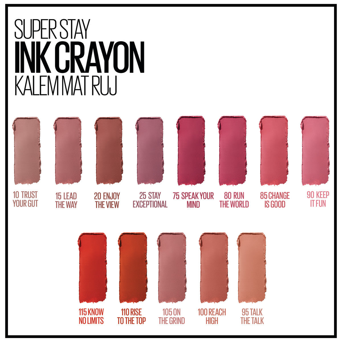 Maybelline Super Stay Ink Crayon Matte Lipstick 100 Reach High | Long-Lasting