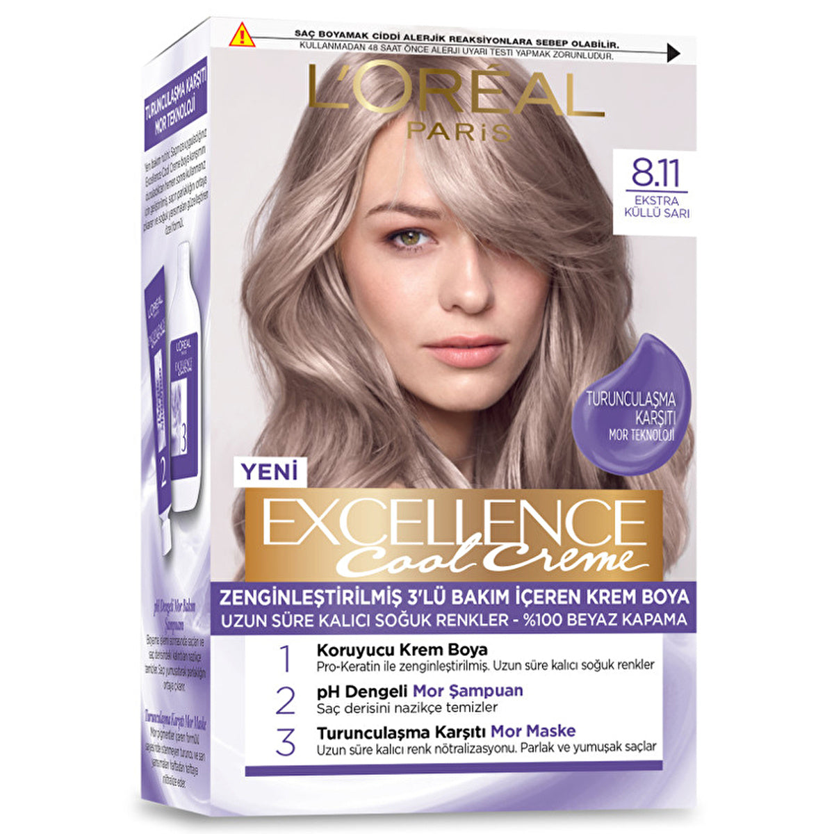 L'Oreal Paris Excellence Cool Creme Hair Dye 8.11 - Extra Ash Blonde | Pro-Keratin Formula