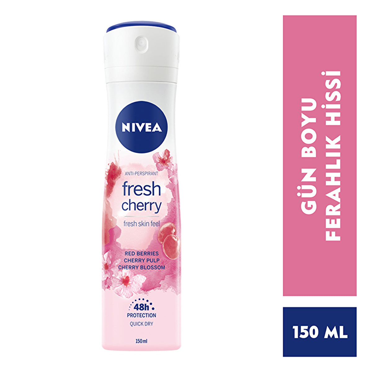 Nivea Fresh Cherry Women's Deodorant Spray 150ml - Long-Lasting Protection | Antiperspirant - Image #1