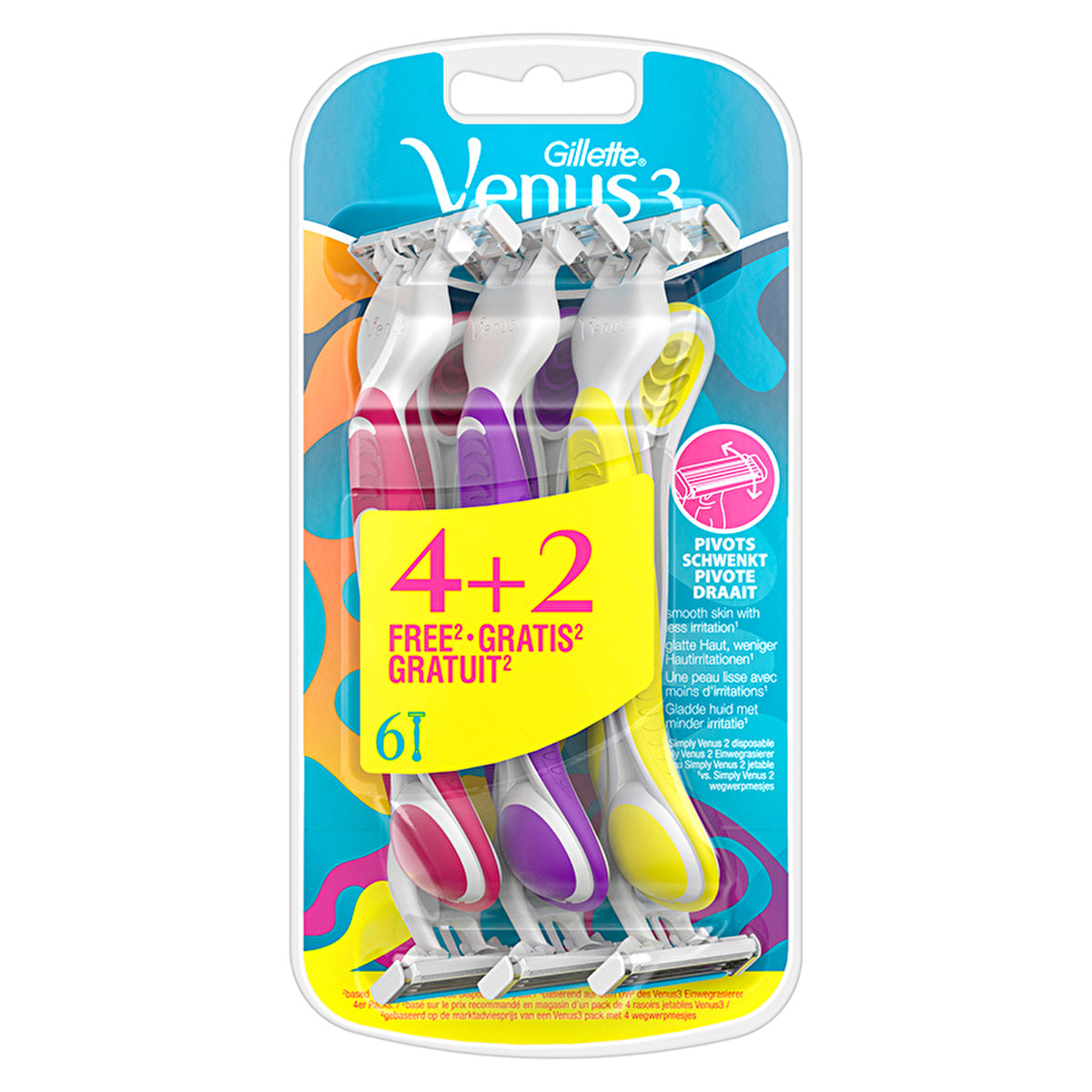 Gillette Venus Disposable Women&#39;s Razor - 6 Count | 3 Blades - Image 