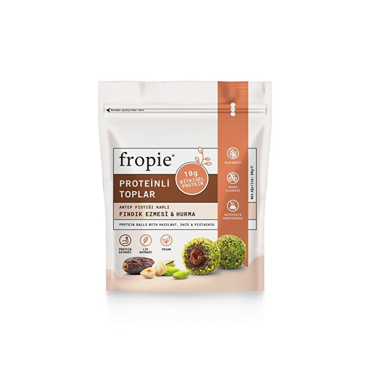 Fropie Protein Balls with Hazelnut - Gluten-Free | Vegan | 2.82 oz - Image #1