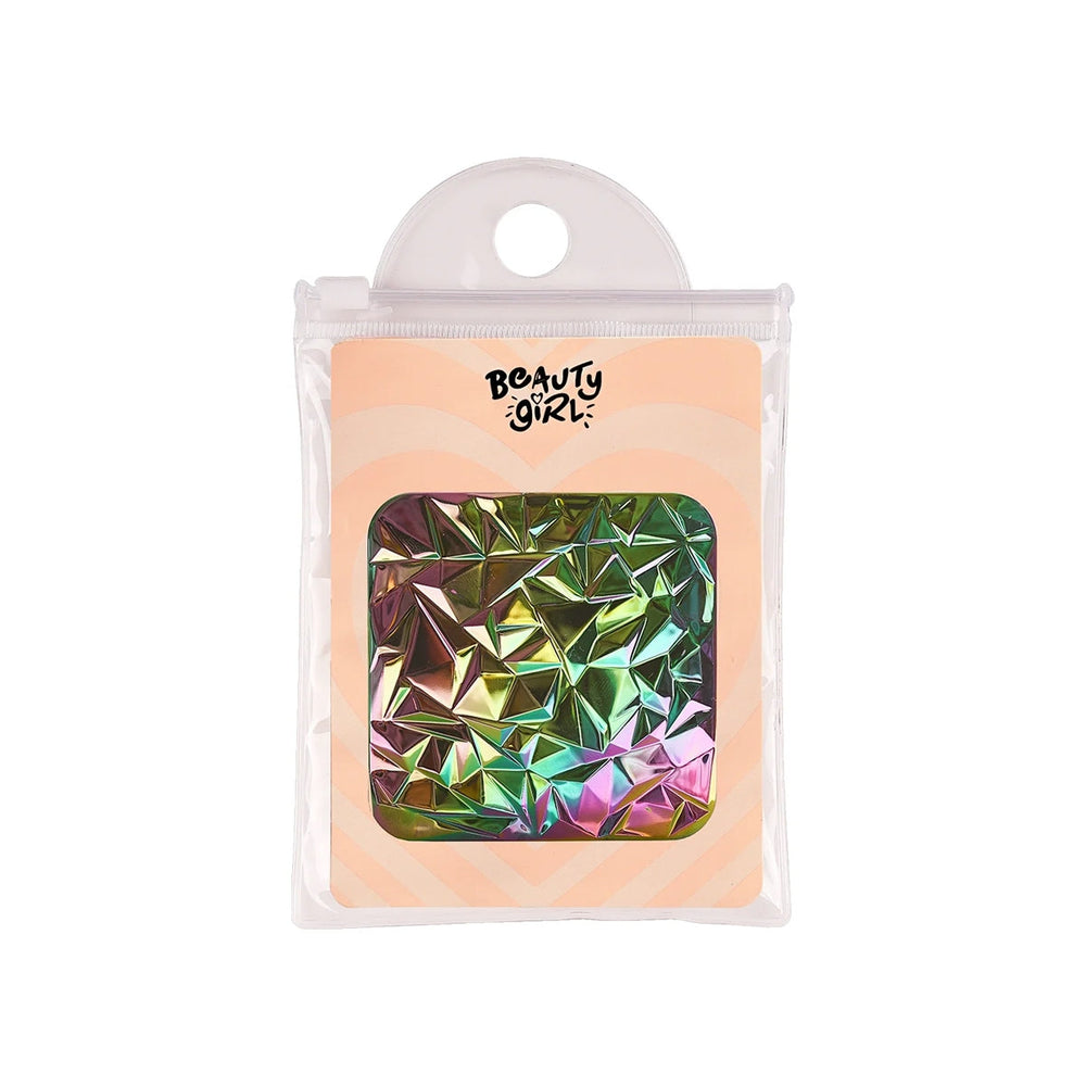 Beauty Girl Square Pocket Mirror Stylish Purple Pattern