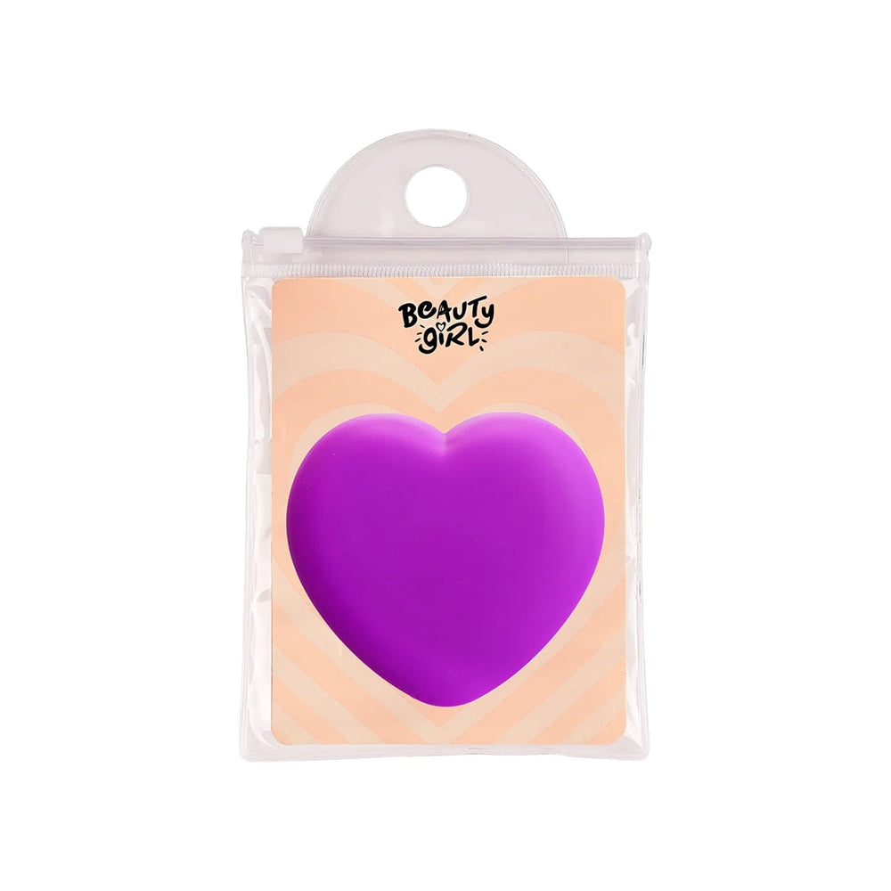 Beauty Girl Heart Shaped Pocket Mirror Purple Compact 7x7cm