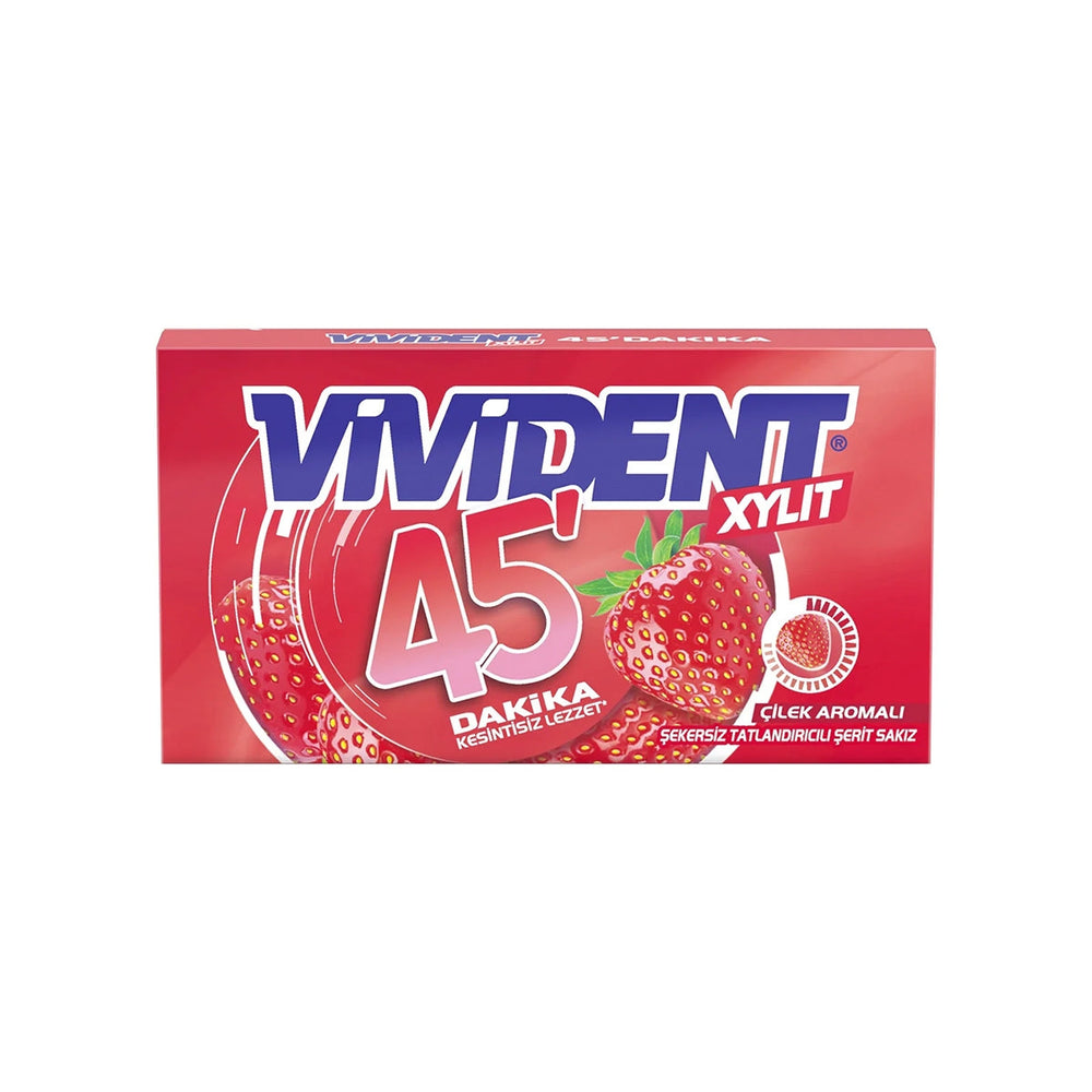 Vivident 45 Minutes Strawberry Gum Long-Lasting Flavor 26g