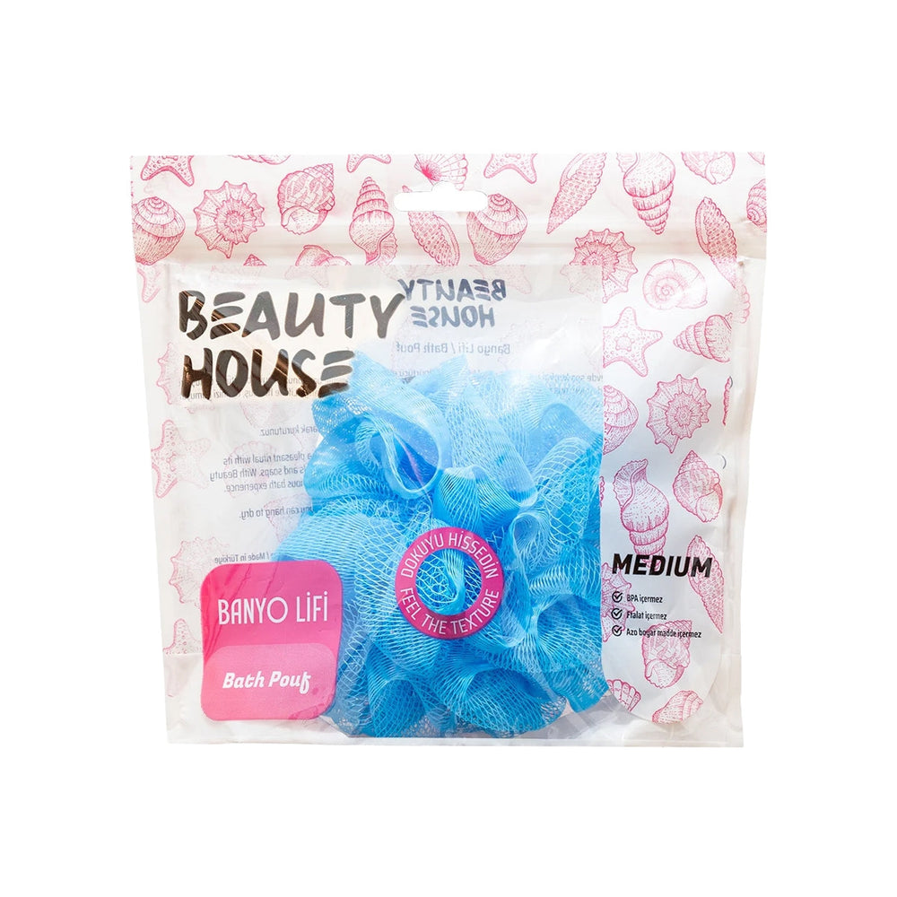 Beauty House Bath Sponge Blue Gentle Exfoliating Loofah Medium