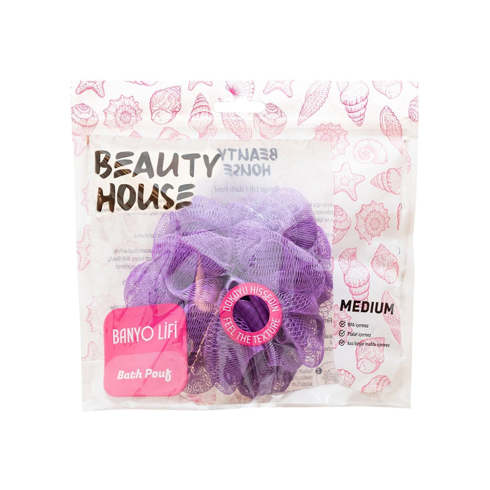 Beauty House Bath Sponge Purple Exfoliating Loofah Medium