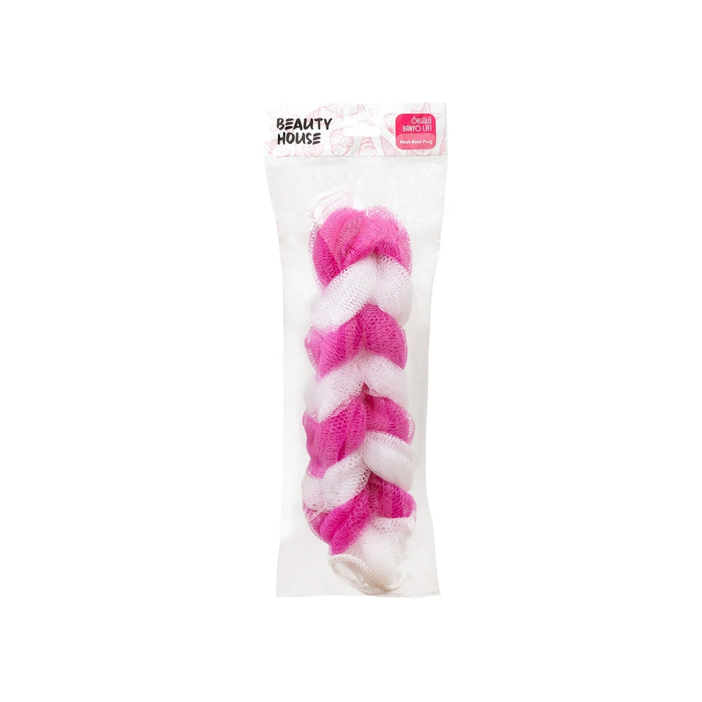 Beauty House Braided Bath Loofah Pink for Gentle Exfoliation 1 pc