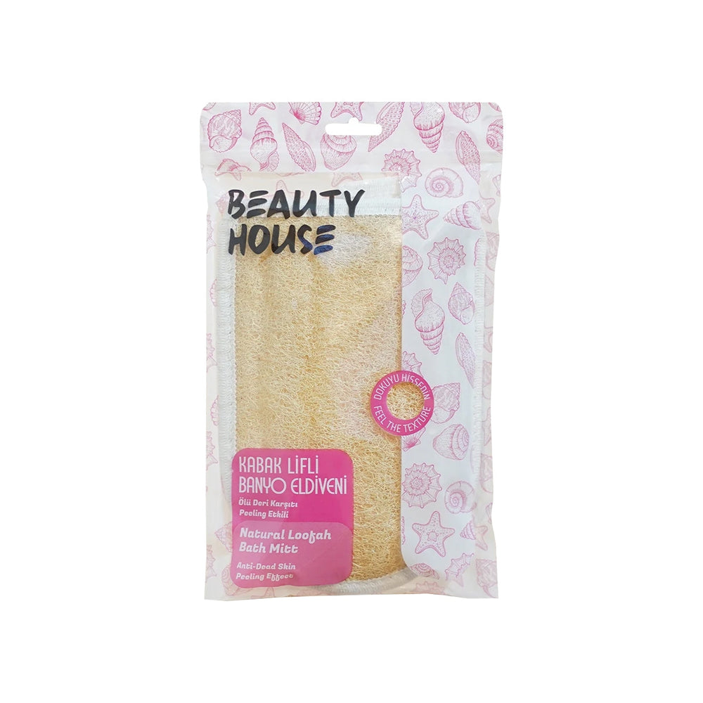 Beauty House Natural Loofah Bath Mitt for Gentle Exfoliation