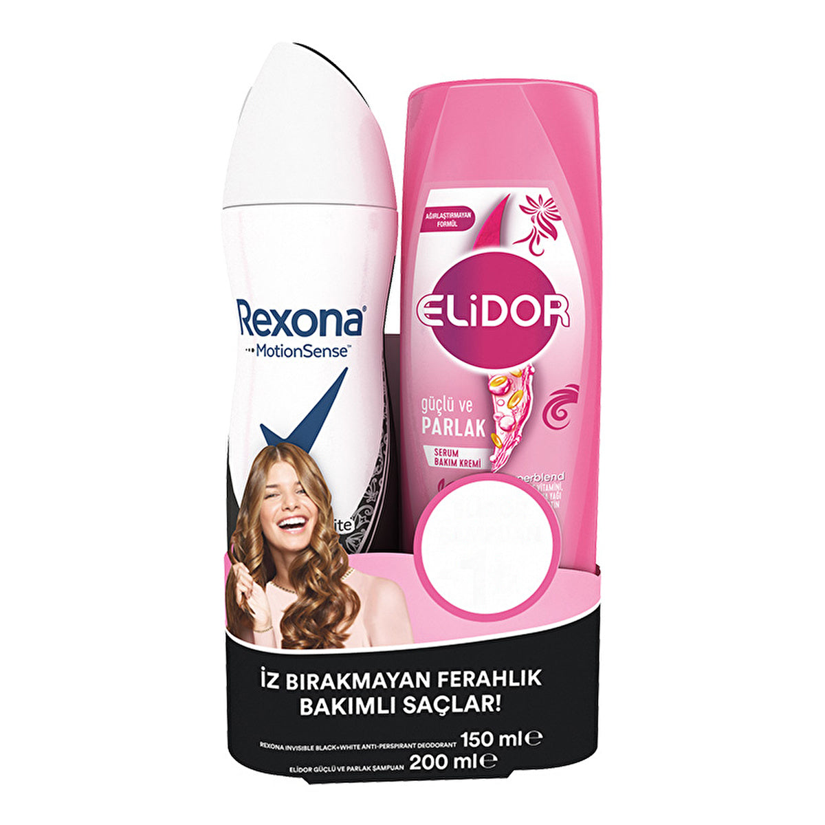 Rexona Invisible Black & White Women's Deodorant Spray 5.07 oz - Elidor Strong & Shiny Shampoo 6.76 oz | Bundle Offer