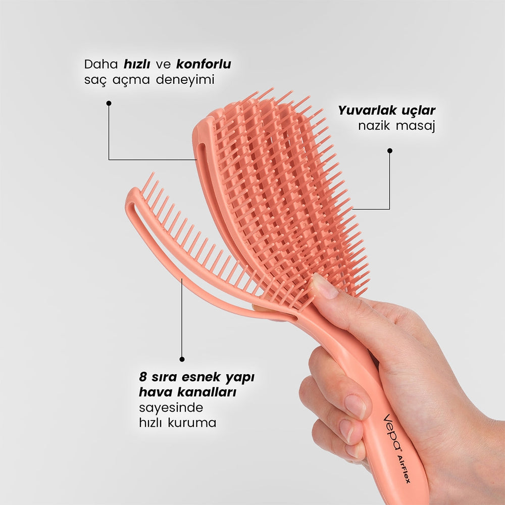 Vepa Airflex Hair Brush Salmon for Gentle Detangling