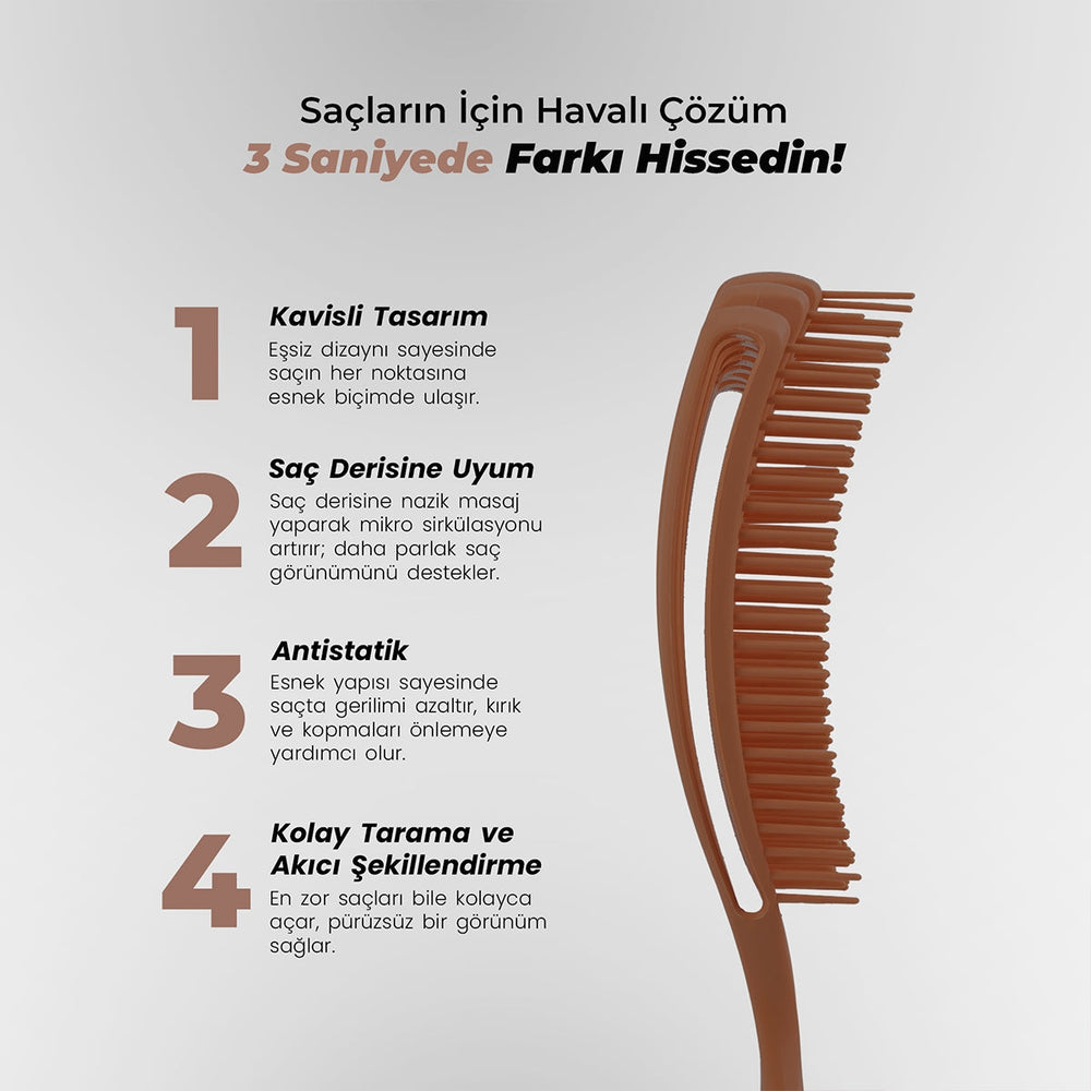 Vepa Airflex Hair Brush for Gentle Detangling Brown