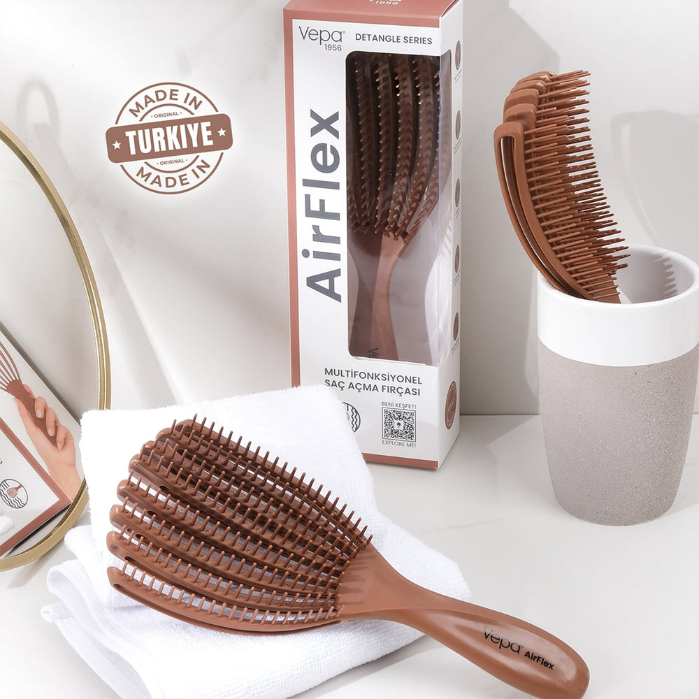 Vepa Airflex Hair Brush for Gentle Detangling Brown