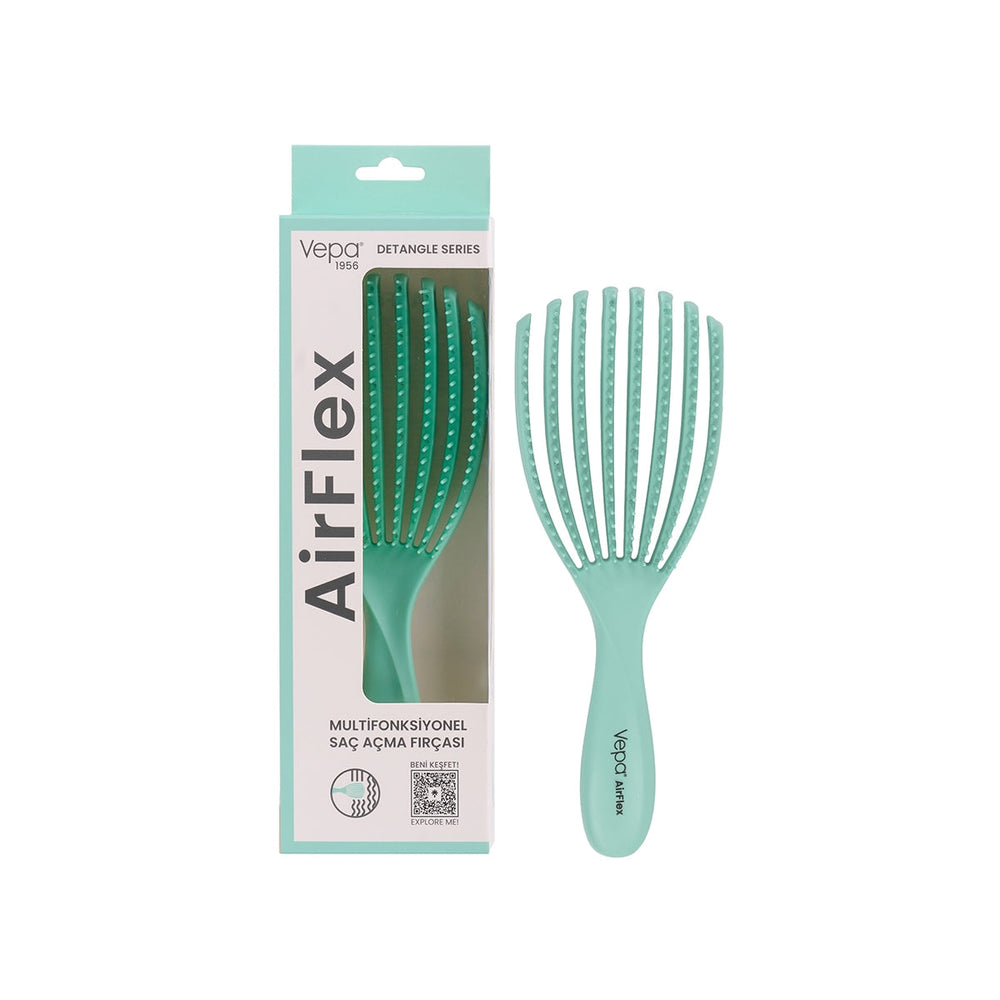 Vepa Airflex Hair Brush Flexible Vented Design Green