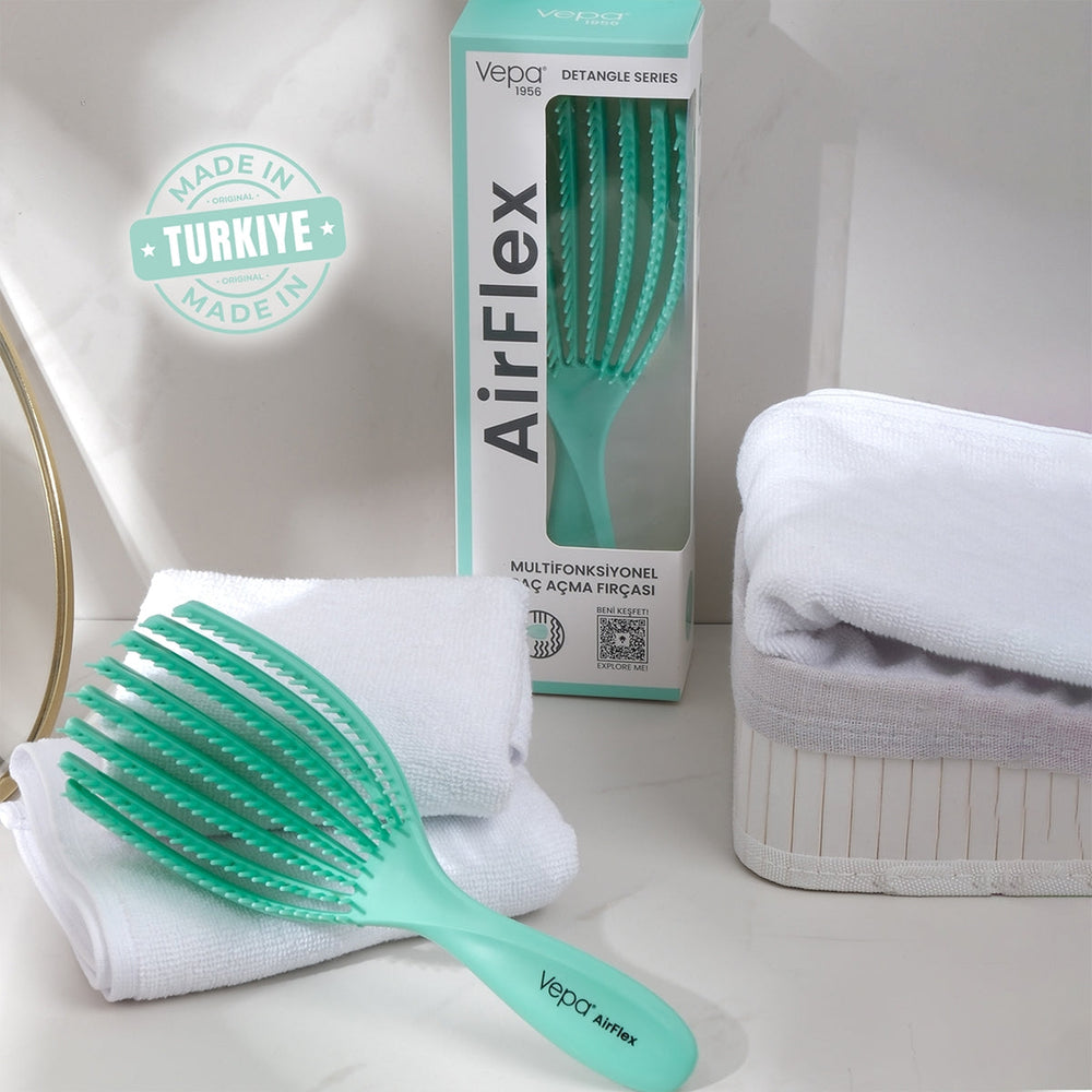 Vepa Airflex Hair Brush Flexible Vented Design Green