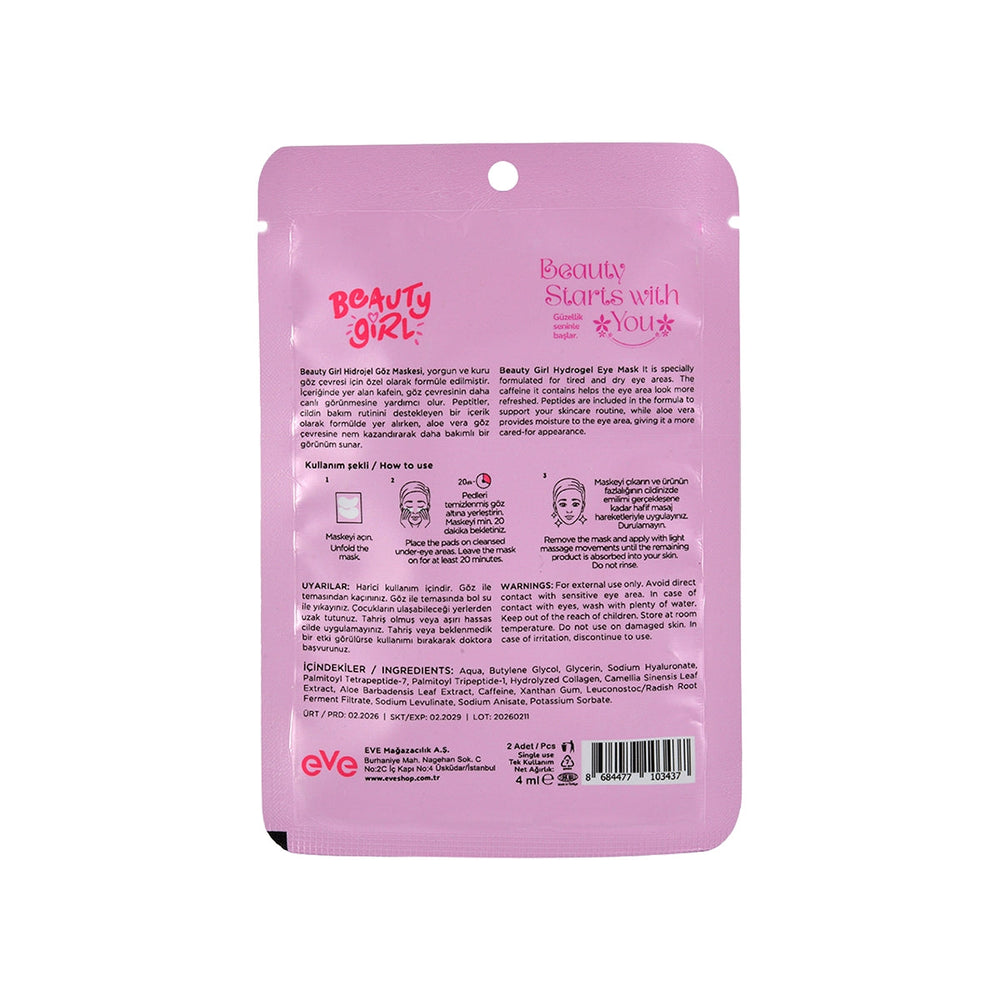 Beauty Girl Hydrogel Eye Mask Revitalizing Caffeine & Peptides 1 Pair