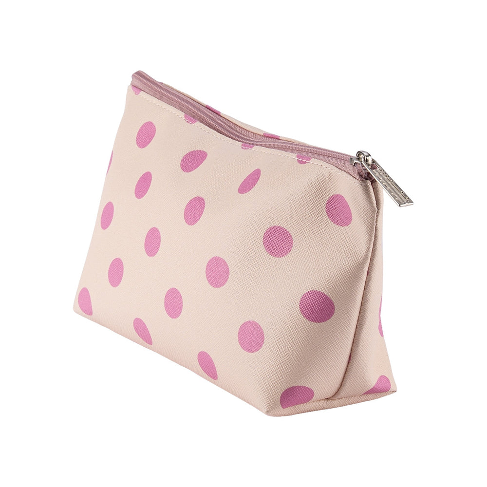 Beauty House Pink Polka Dot Makeup Bag for Travel