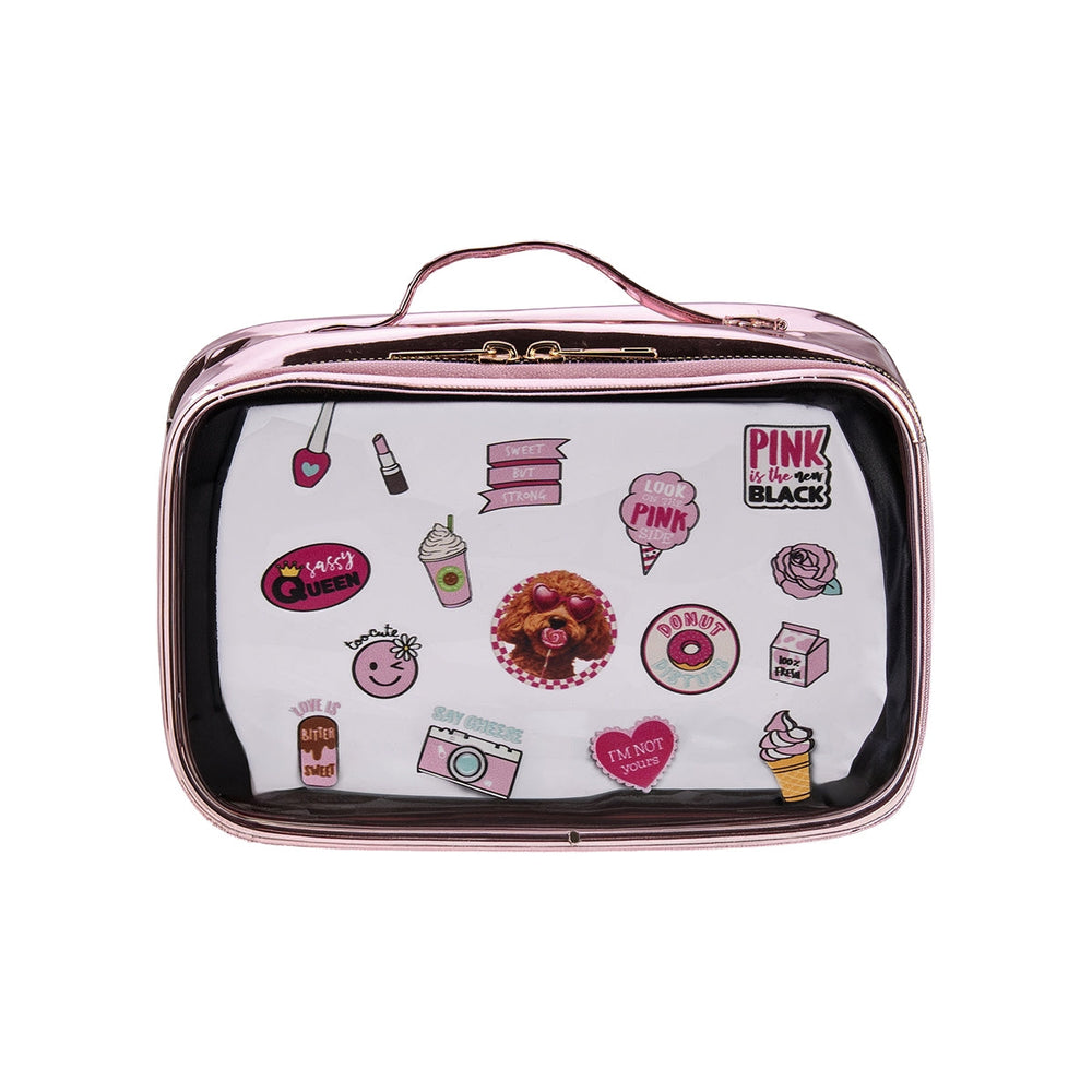 Beauty House Pink Transparent Large Makeup Bag