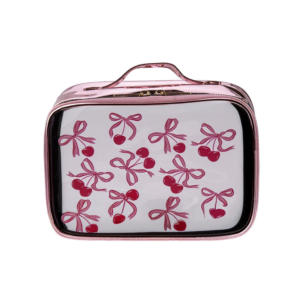 Beauty House Cherry Print Large Clear Makeup Bag