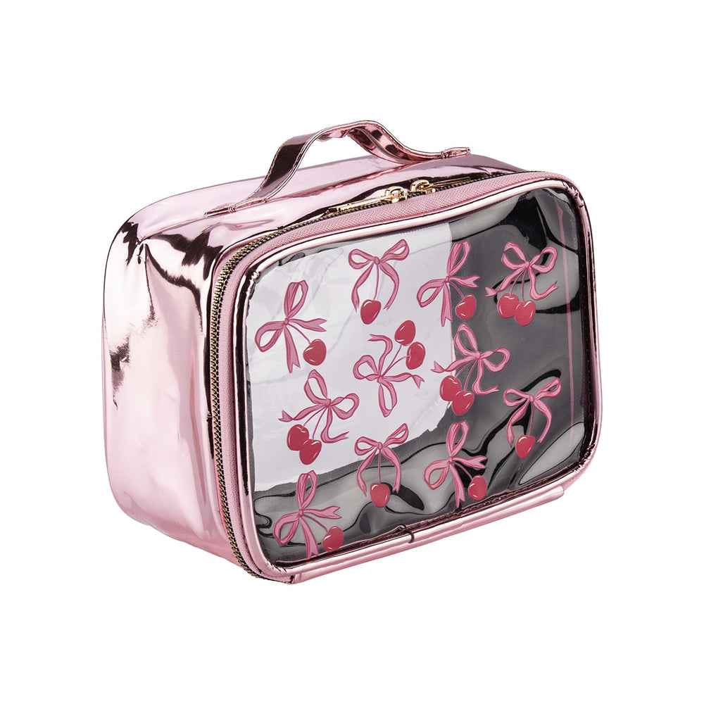 Beauty House Cherry Print Large Clear Makeup Bag