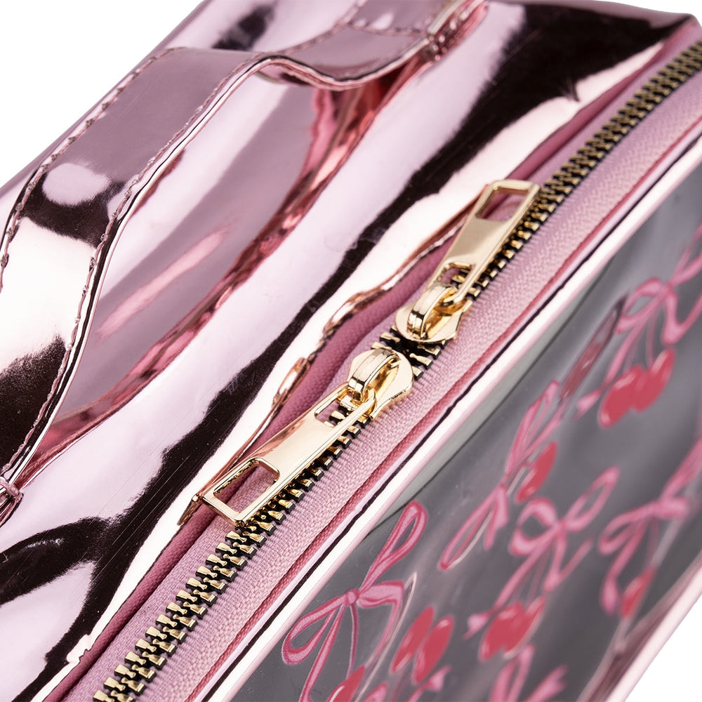 Beauty House Cherry Print Large Clear Makeup Bag