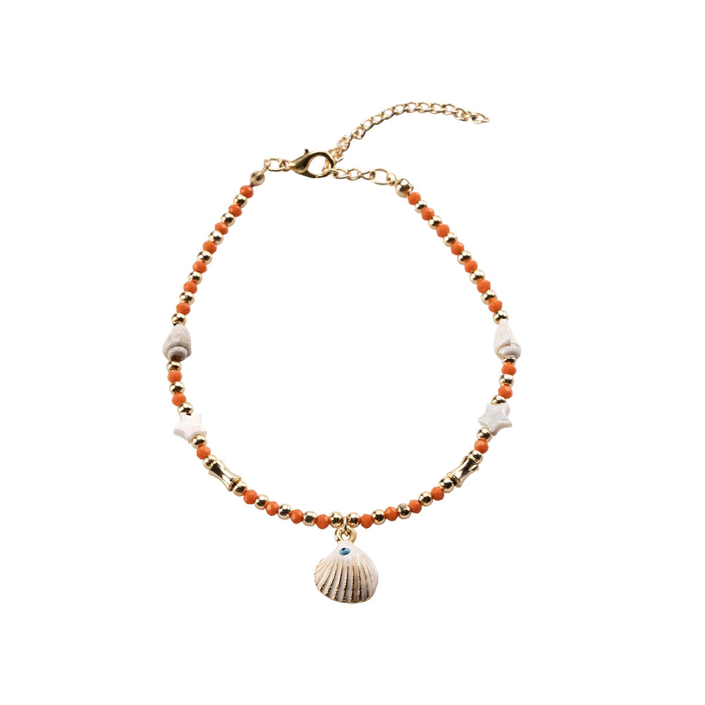 Beauty House Orange Bead Chain Anklet for Summer Style