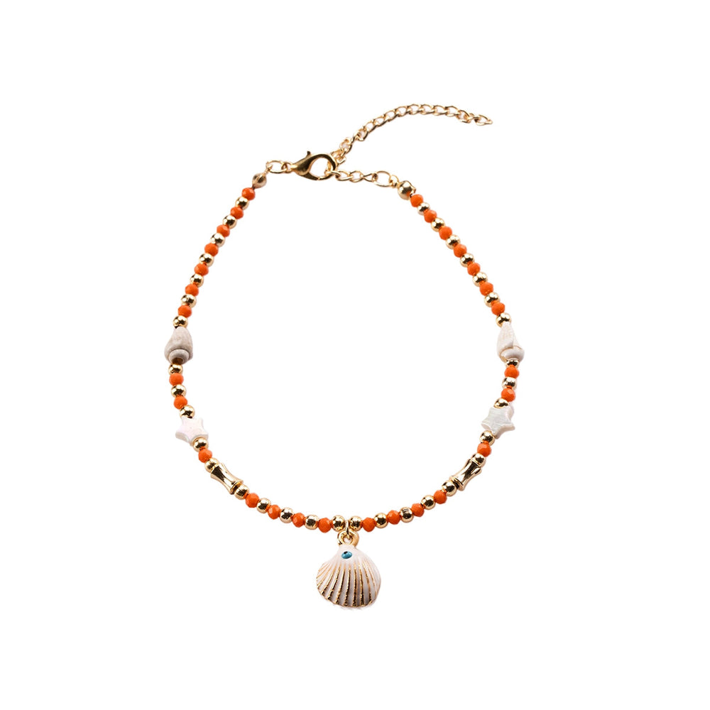 Beauty House Orange Bead Chain Anklet for Summer Style