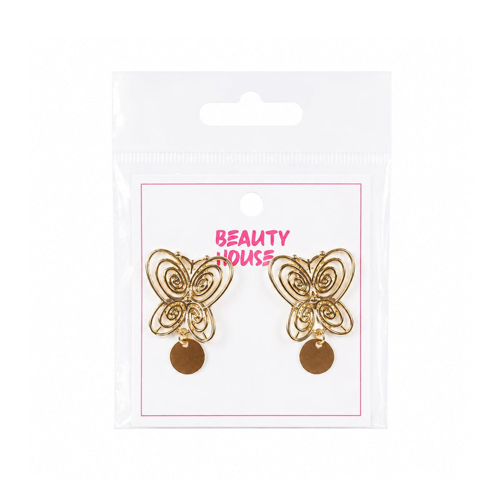 Beauty House Gold Butterfly Earrings Elegant Jewelry 1 Pair