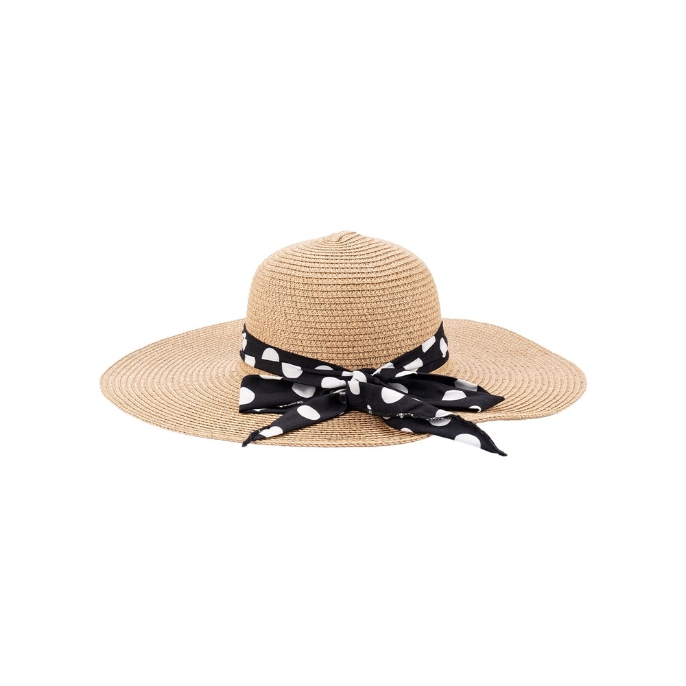 Beauty House Straw Hat Camel Polka Dot Sun Protection One Size