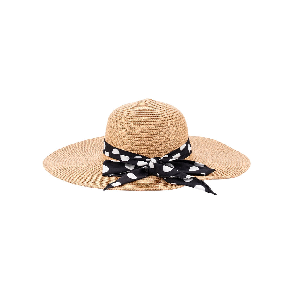 Beauty House Straw Hat Camel Polka Dot Sun Protection One Size