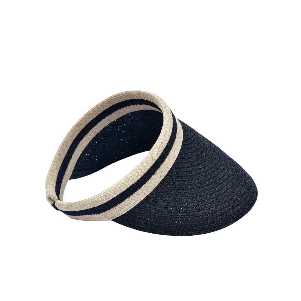 Beauty House Black Straw Visor Hat for Sun Protection