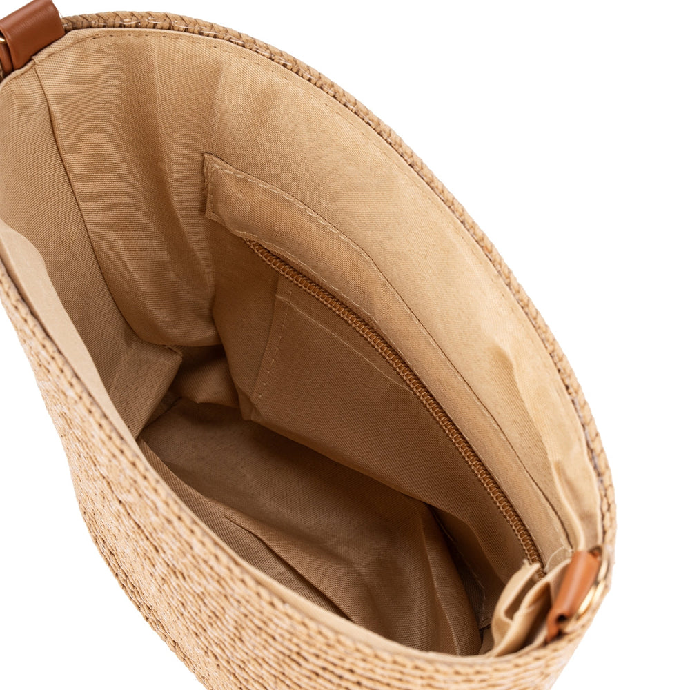Beauty House Woven Straw Small Handbag in Camel