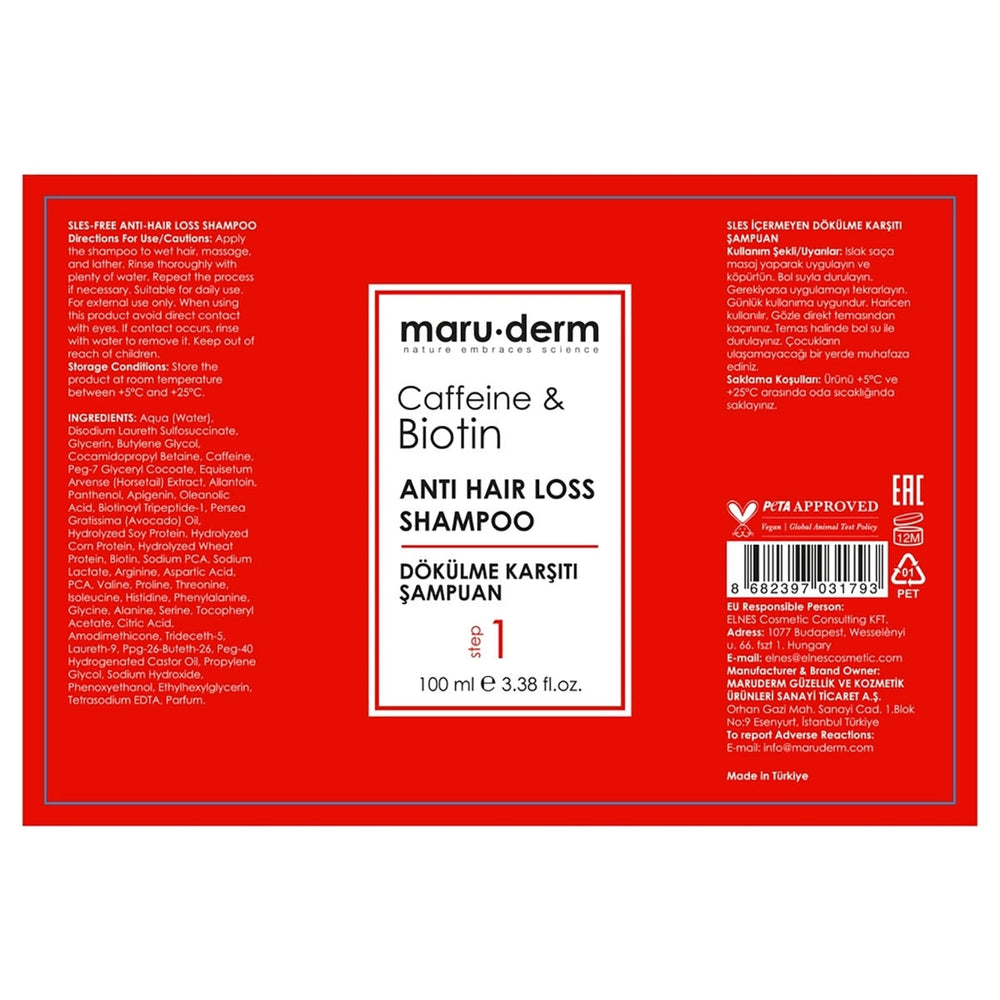 Maruderm Caffeine & Biotin Shampoo for Hair Strength 100ml