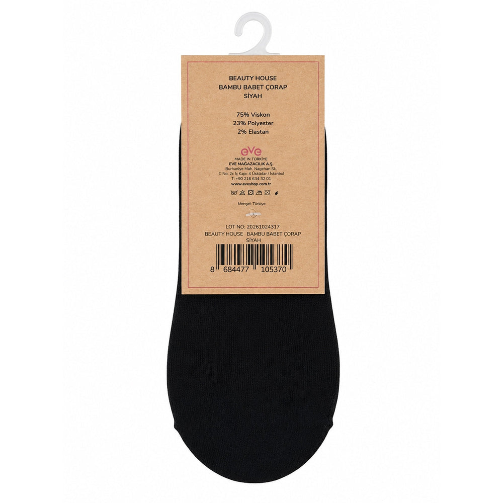 Beauty House Black Bamboo No-Show Socks for Daily Comfort 1 Pair