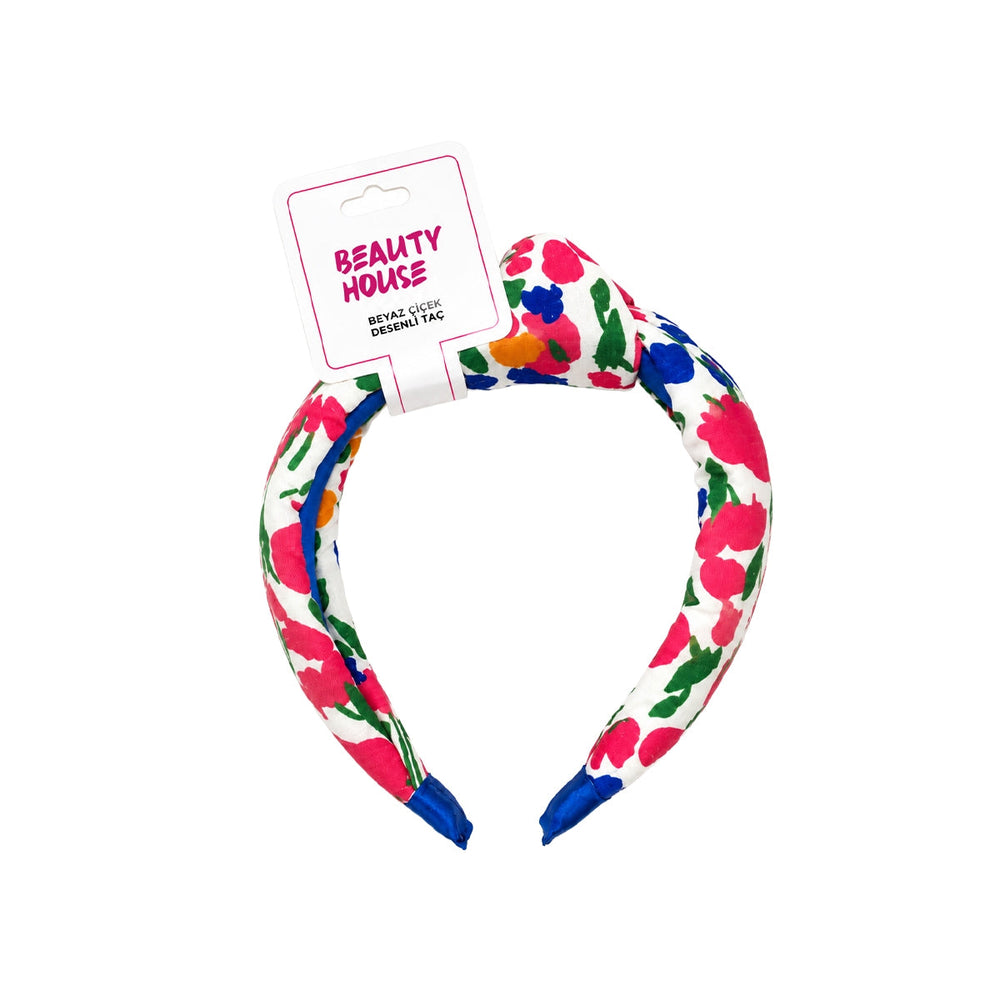 Beauty House White Flower Patterned Headband for Daily Style