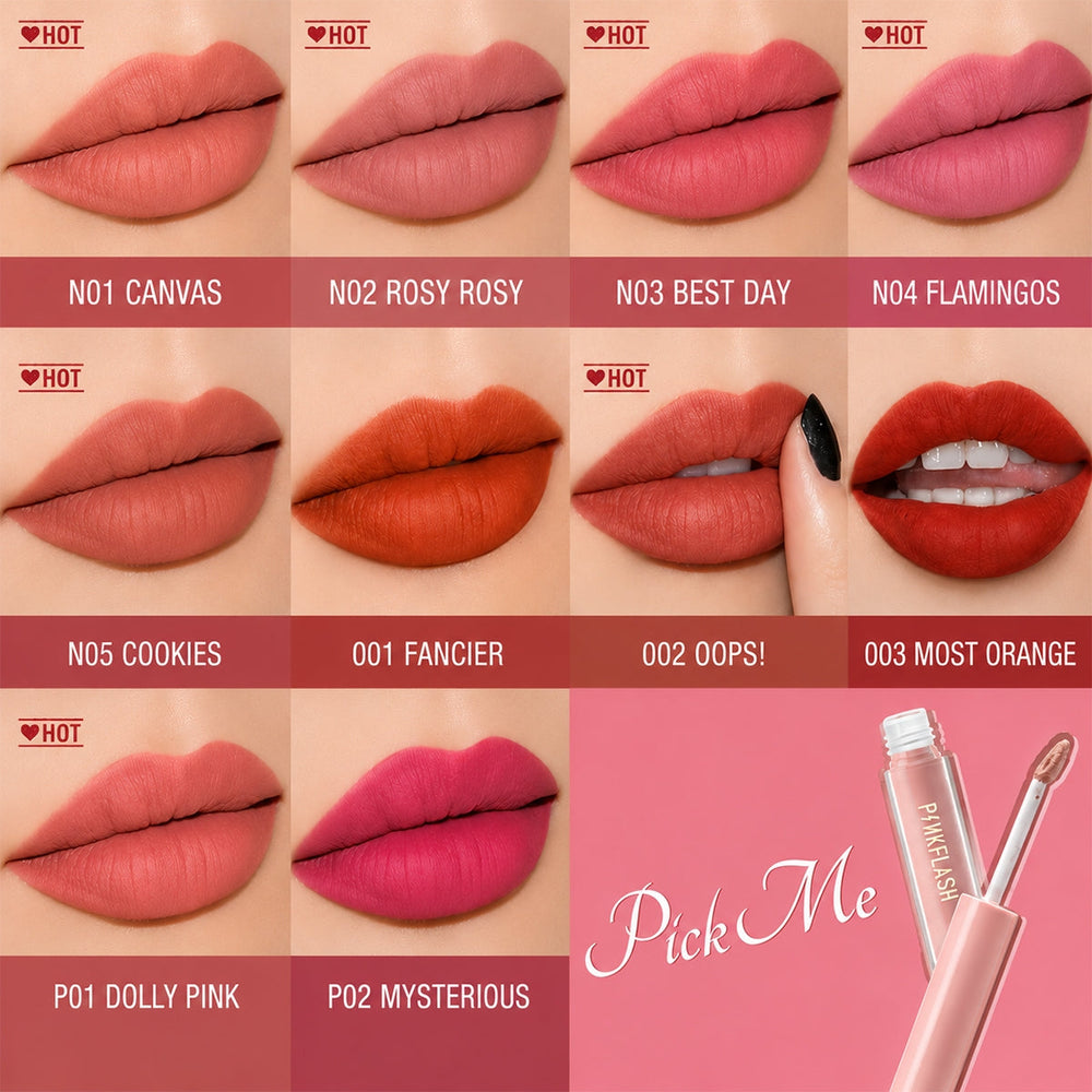 Pink Flash Lasting Matte Liquid Lipstick O03 Most Orange 2.6g