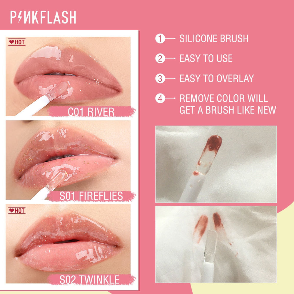 Pink Flash Lasting Glossy Lip Gloss S01 Fireflies 2.1g