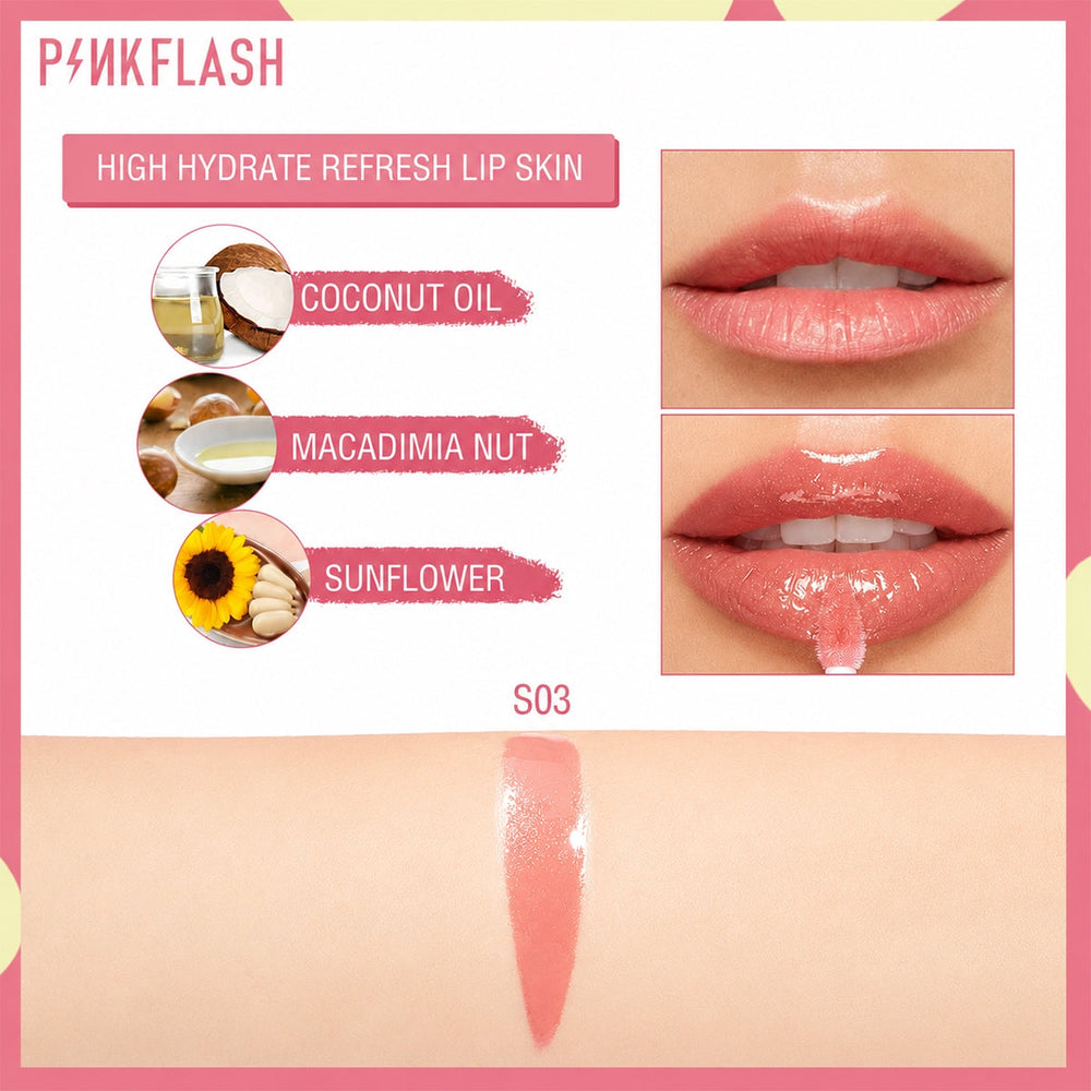 Pink Flash Lasting Glossy Lip Gloss S03 Journey Peach 2.3g