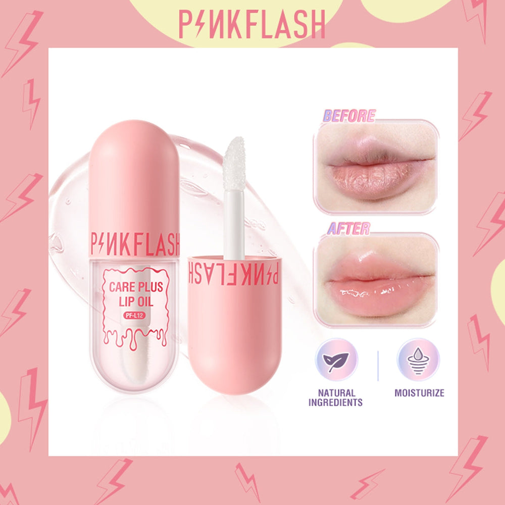 Pink Flash Care Plus Lip Oil Glass Shine SPF 21