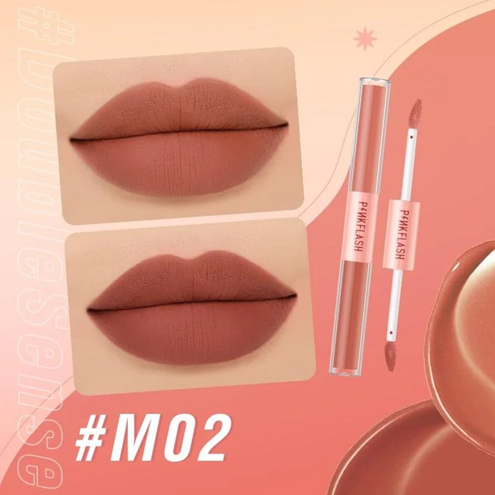 Pink Flash Duo Lip Gloss M02 Matte and Velvet Tint 2-in-1