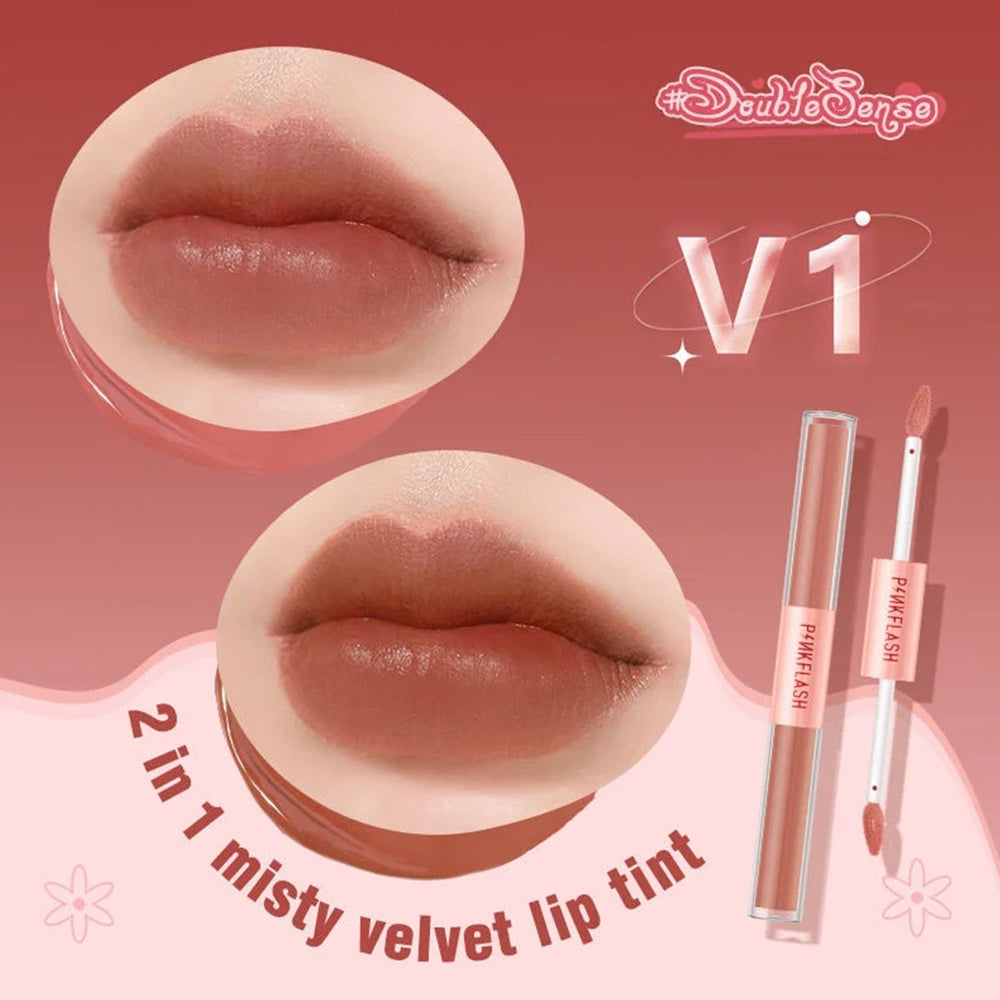 Pink Flash Duo Lip Gloss V01 Matte & Velvet Tint 2-in-1