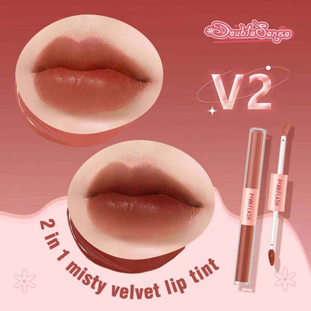 Pink Flash Duo Lip Gloss V02 Matte and Velvet Tint 2-in-1