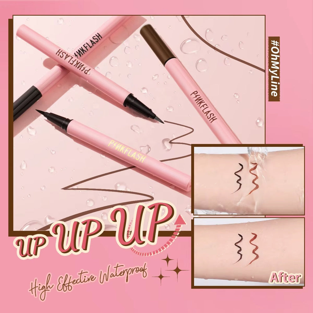 Pink Flash Waterproof Easy Eyeliner 01 Black Long-Wear 0.8g
