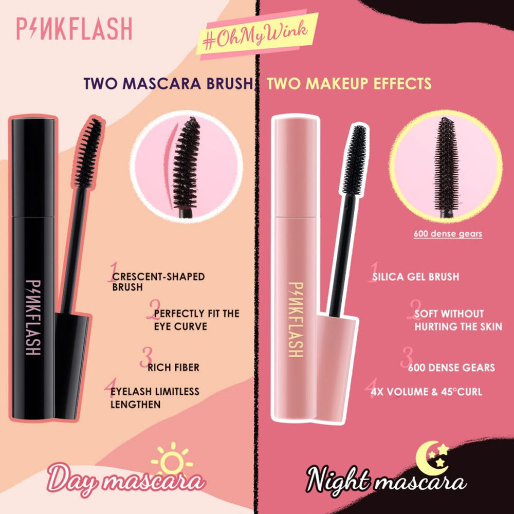 Pink Flash Long Mascara Fiber Lengthening Formula Black