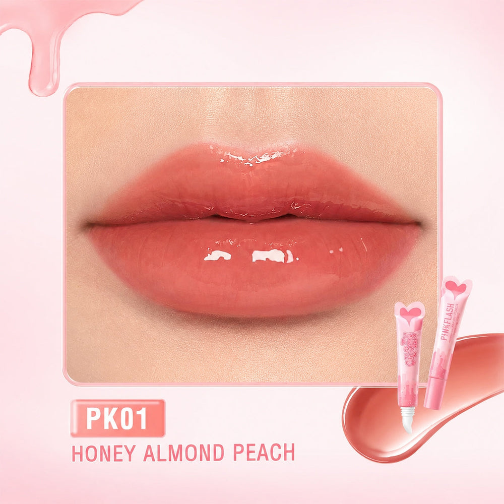 Pink Flash Creamy Lip Gloss PK01 Honey Almond Peach 2.1g