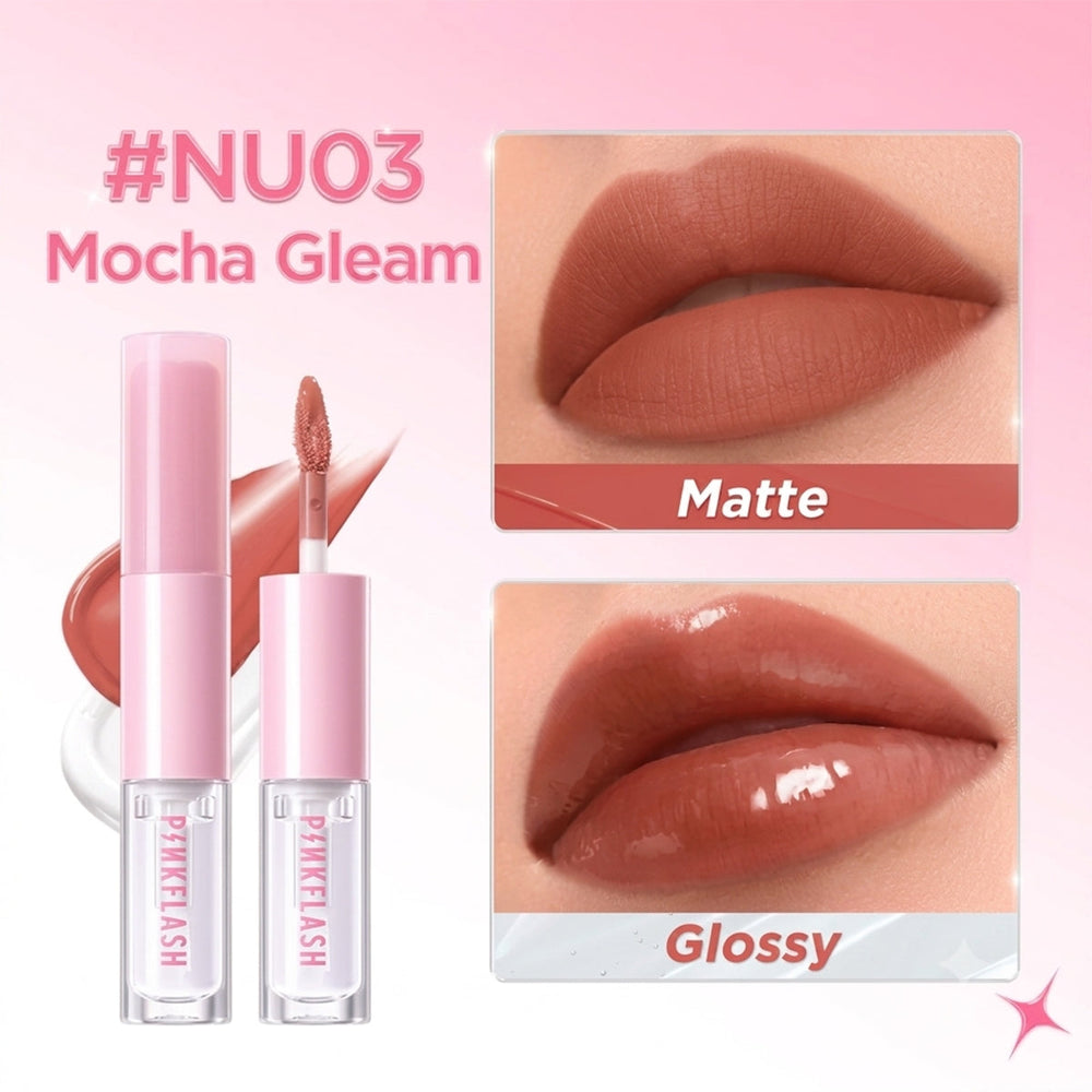 Pink Flash Liquid Lipstick & Lip Gloss NU03 Dual Finish 2-in-1