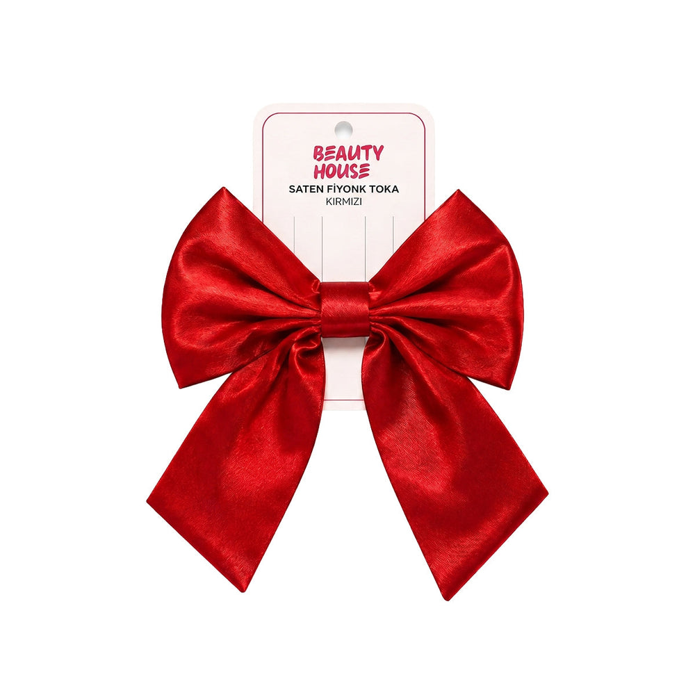 Beauty House Red Satin Bow Hair Clip for Elegant Styling