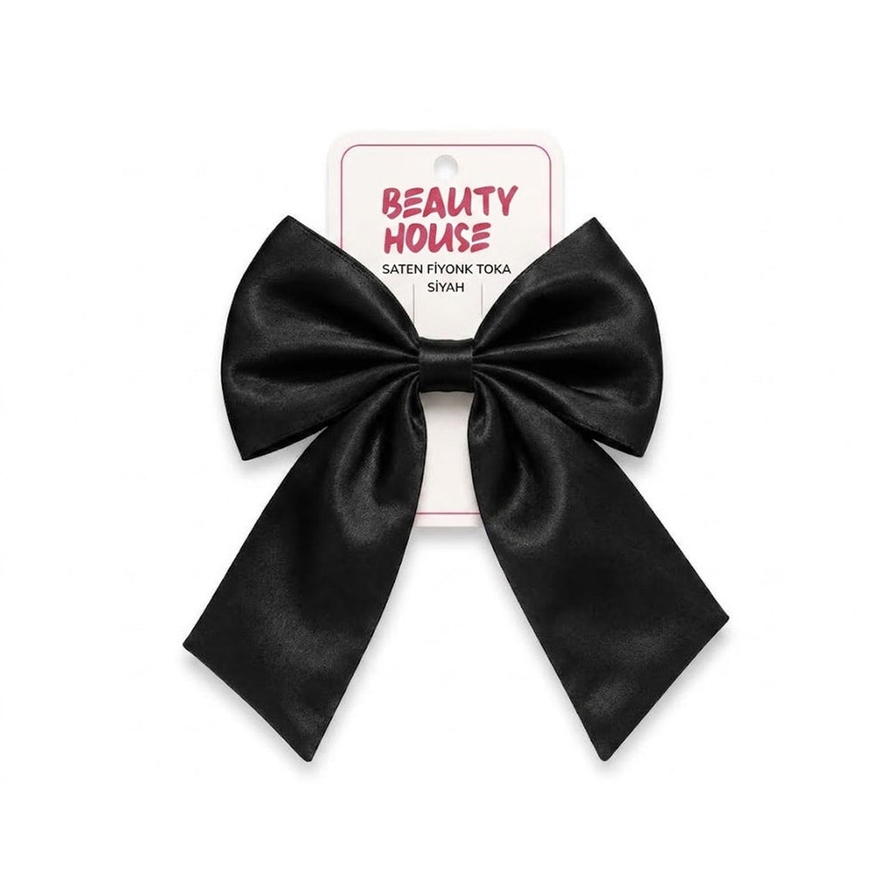 Beauty House Black Satin Bow Hair Clip for Elegant Styling