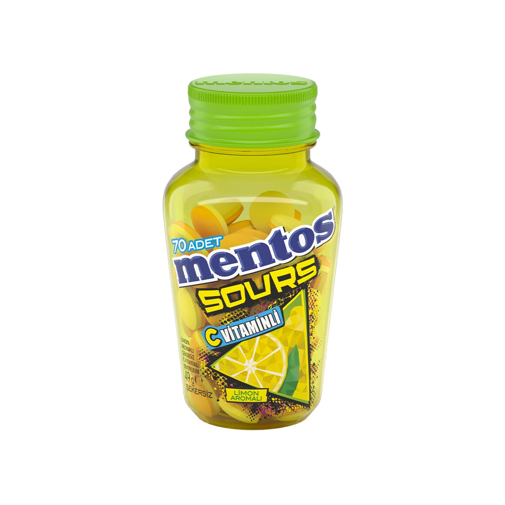 Mentos Sour Lemon Dragee Candy Zesty Citrus Flavor 49g